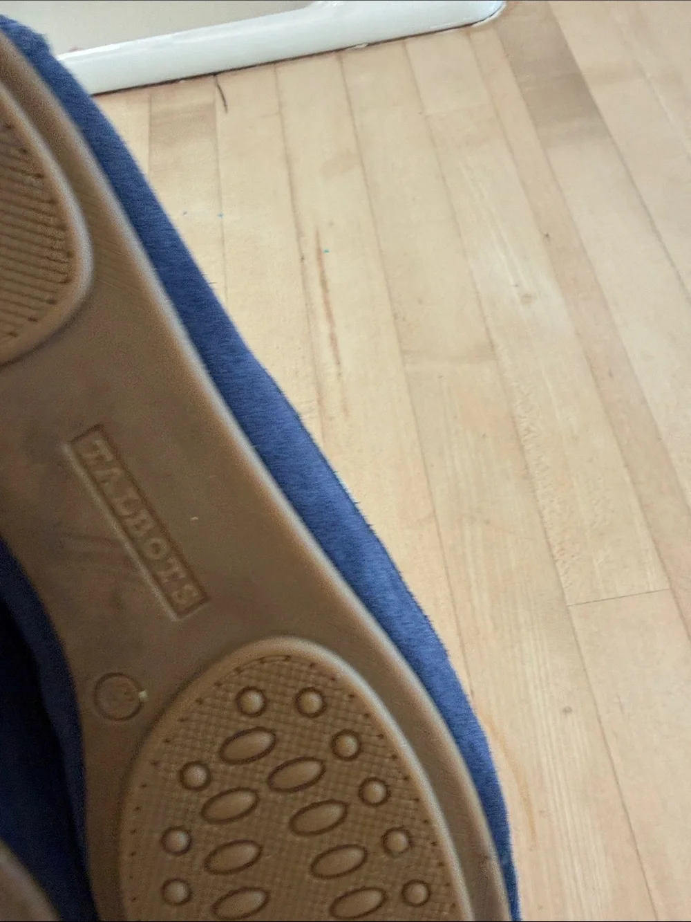 Talbots Navy Suede Moccasin Flats with Mint & Pink Sailboat Embroidery - Picture 3 of 10